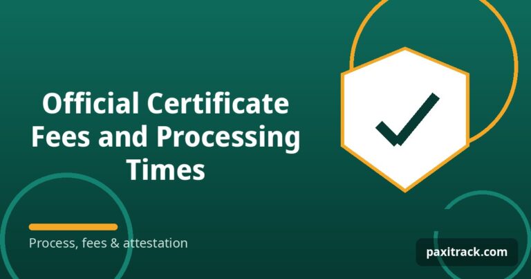 Official Certificate Fees and Processing Times