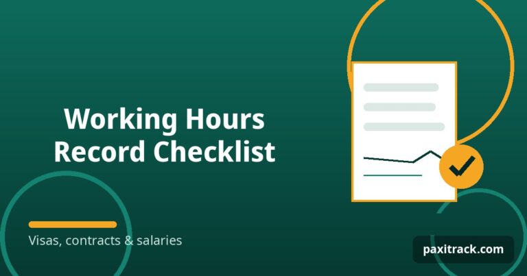 Working Hours Record Checklist
